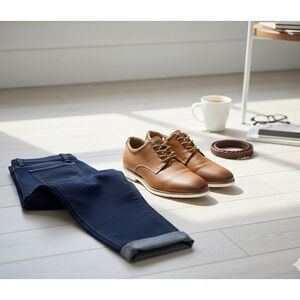 Ashford Hayes Mens Sz 10.5 Oxford Dress Shoes Camel Brown Office Business Casual